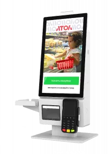 картинка Касса самообслуживания АТОЛ КСО 3210 чёрная (21,5", J6412, SSD, 4/128GB), без Wi-Fi, без ОС, Mindeo, Ind., Кр. пин-пад, Кр. ФР. магазин ККМ.ЦЕНТР являющийся официальным дистрибьютором в России
