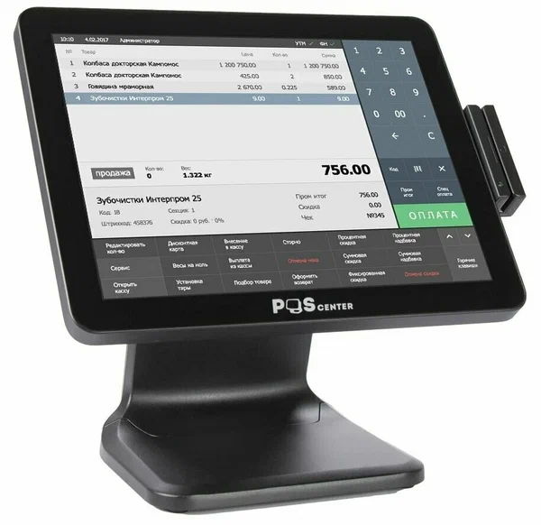 картинка Сенсорный моноблок POSCenter POS101 (15", PCAP, J3455, RAM 4Gb, SSD M2 128Gb, MSR) без ОС купить в ККМ.ЦЕНТР