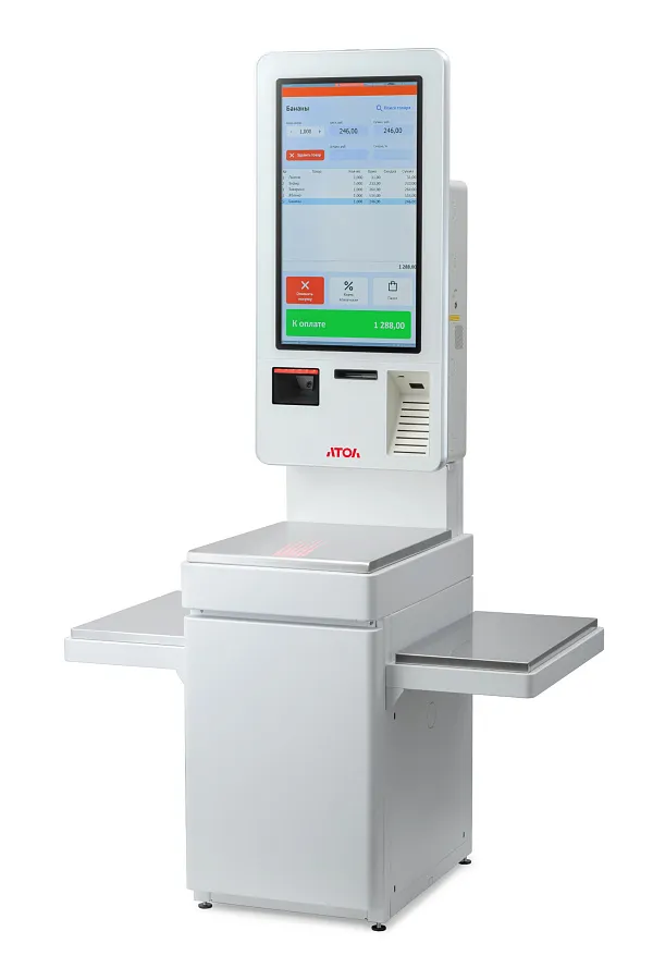 картинка АТОЛ КСО 4xxx. Тумба со стойкой с двойным крючком для пакетов магазин ККМ.ЦЕНТР являющийся официальным дистрибьютором в России