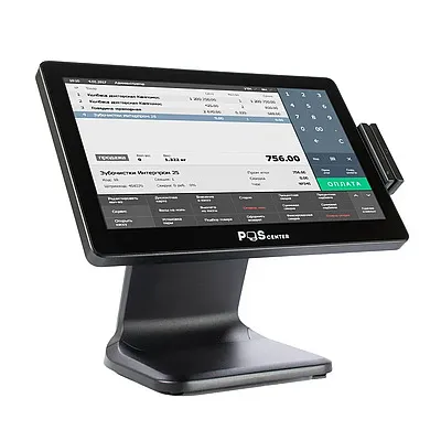 картинка Сенсорный моноблок POSCenter POS90NS (15.6", PCAP, J3455, RAM 4Gb, SSD 128Gb, MSR) Windows 10 IoT купить в ККМ.ЦЕНТР