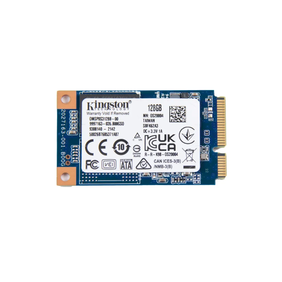 картинка Накопитель SSD mSATA 128G-SSD 3D TLC - Kingston для Z1 J1900 / J4125 (S326M128G) магазин ККМ.ЦЕНТР являющийся официальным дистрибьютором в России