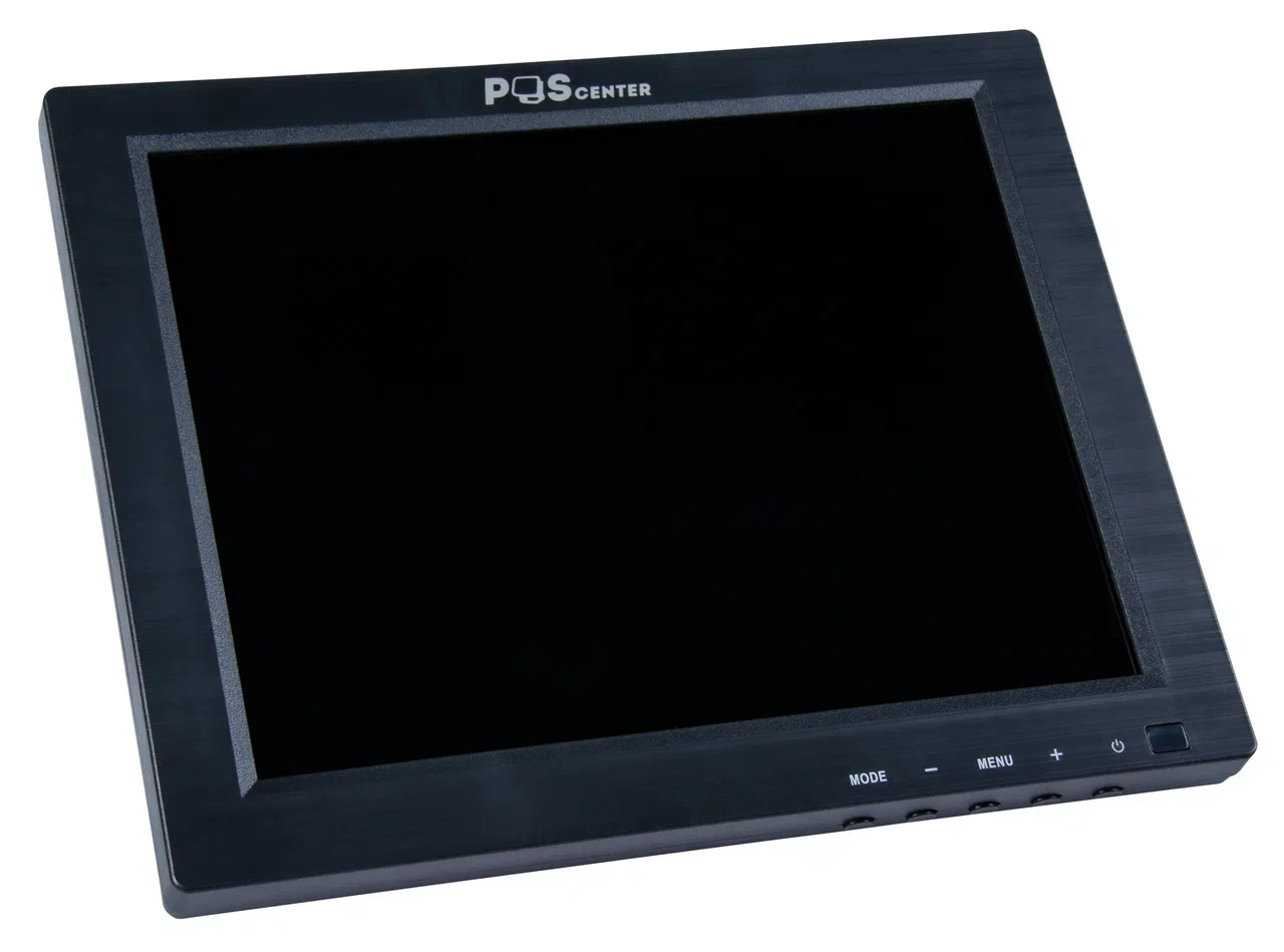 картинка Монитор POScenter 9.7" 1024x768, VGA 1.8 м, подставка, черный магазин ККМ.ЦЕНТР являющийся официальным дистрибьютором в России