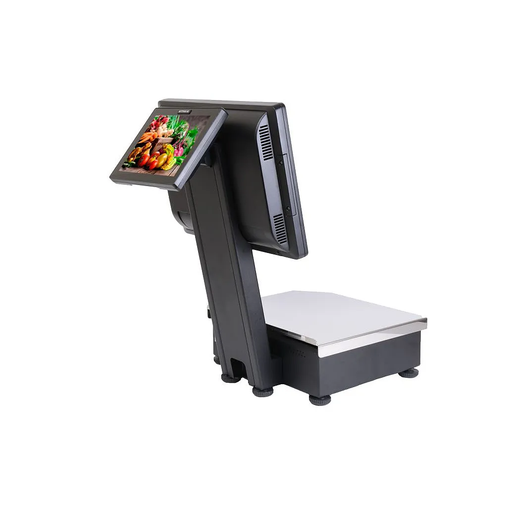 Торговые весы со стойкой Весы с печатью этикетки POSCenter PC200C3V2 со вторым монитором покупателя 8, 4" (15", емкостной, RAM 2Gb/HDD 500Gb) Windows 7, черный моноблок Flytechкупить в ККМ.ЦЕНТР